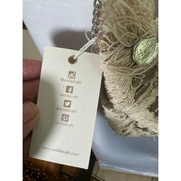 NWT Antik Kraft Boho Embroidered Fringe Crossbody Bag Coin Accents Chain Santa F - Picture 6 of 16